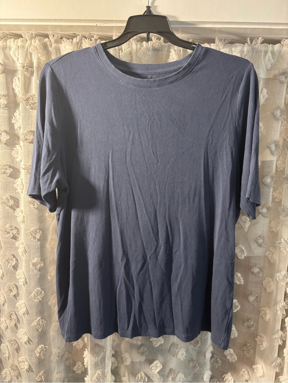 Nine West Women's Short-Sleeve Ribbed Tee — Slate Blue